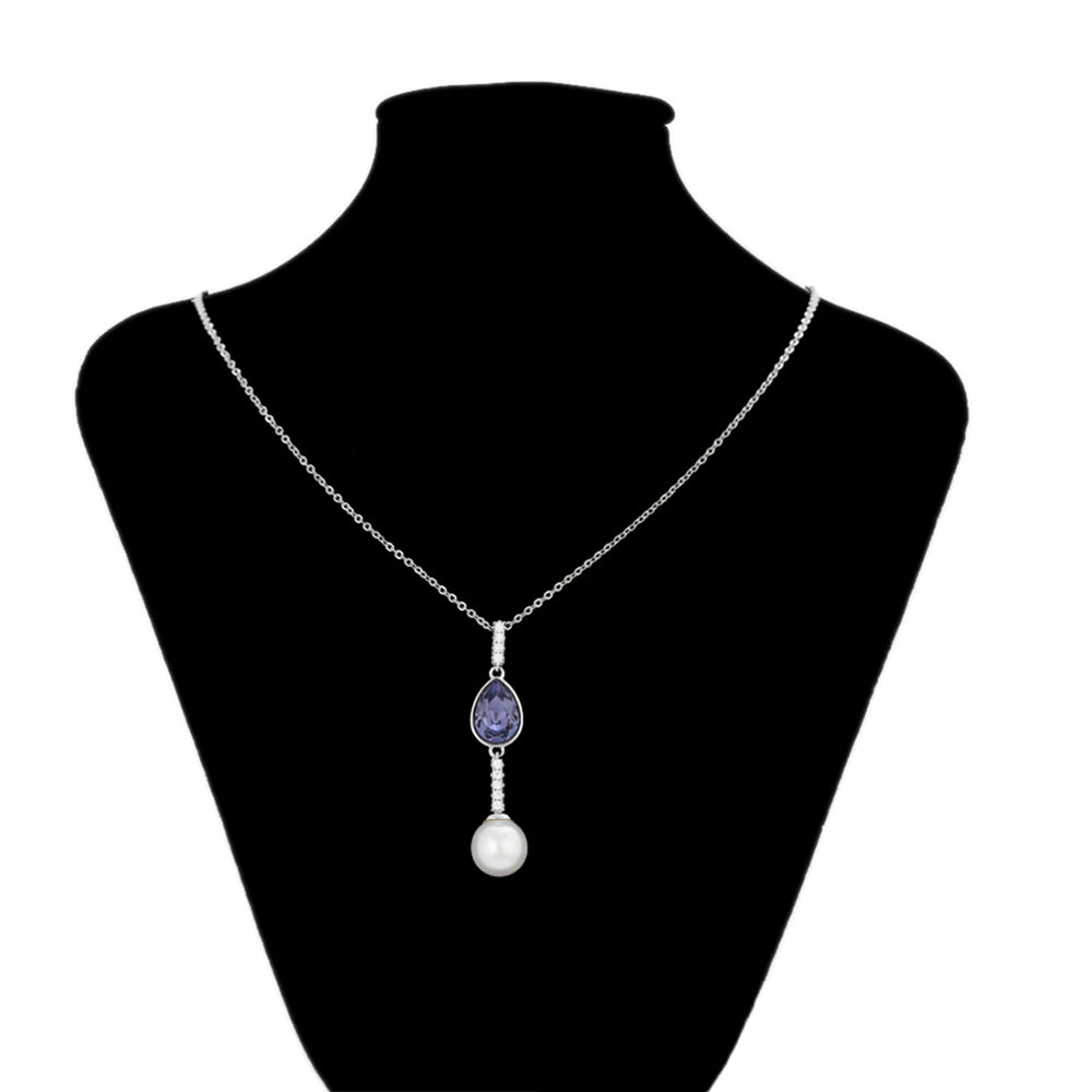 Pozlátený Zliatinový Náhrdelník s Fialovým Emporia® Krištáľom a Sklenená perla
