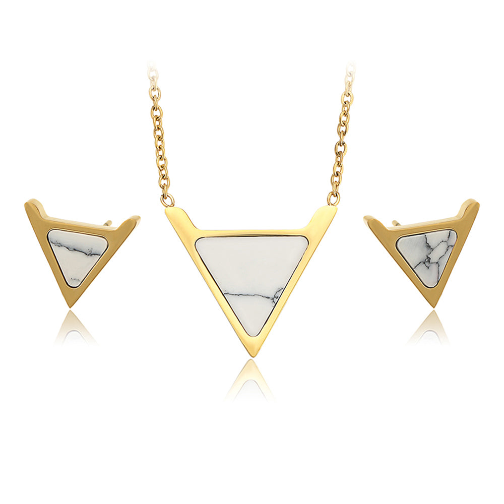 Pozlátené Zliatinové Sada s Bielym Emporia® Krištáľom ( Náhrdelník+Náušnice )