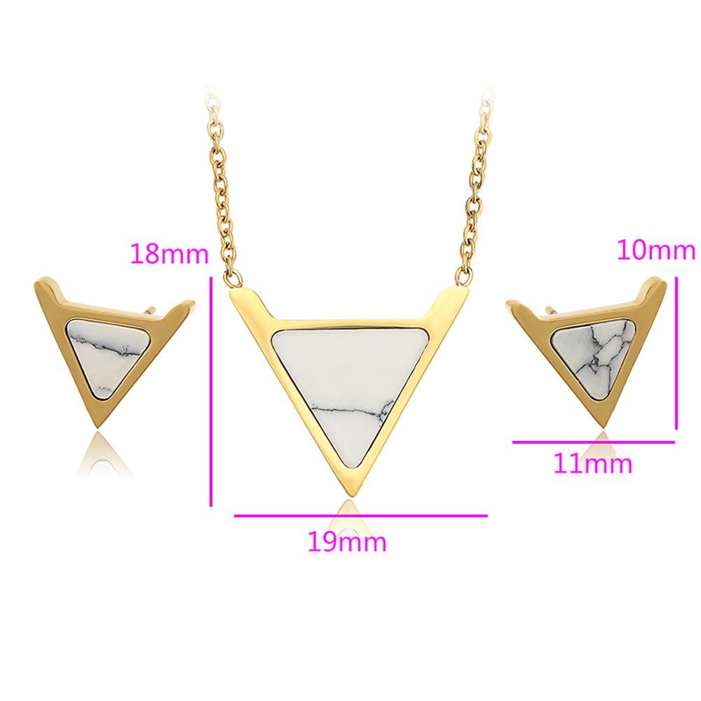 Pozlátené Zliatinové Sada s Bielym Emporia® Krištáľom ( Náhrdelník+Náušnice )