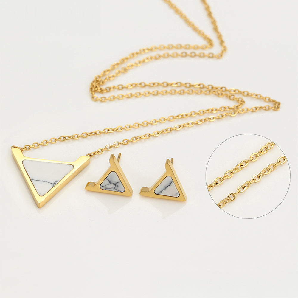 Pozlátené Zliatinové Sada s Bielym Emporia® Krištáľom ( Náhrdelník+Náušnice )