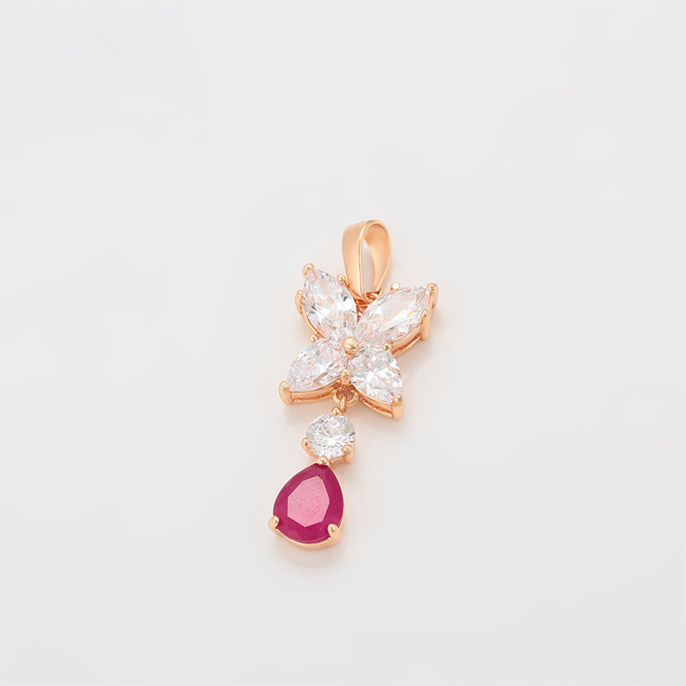 Pozlátené Zliatinové Sada s Ružovým Emporia® Krištáľom a Bielym Emporia® Krištáľom ( Náušnice+Prívesok )
