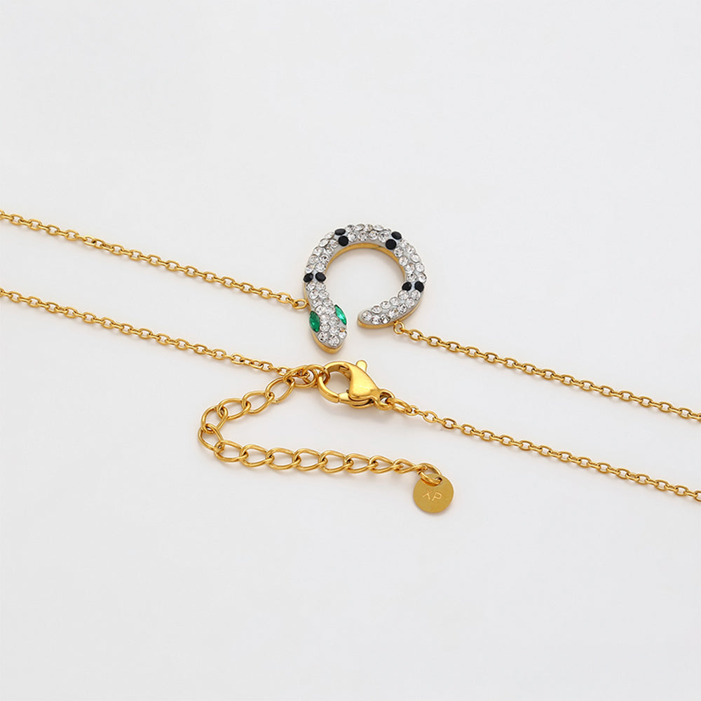 Pozlátené Zliatinové Sada s so Zeleným Emporia® Krištáľom a Bielym Emporia® Krištáľom ( Náhrdelník+Náušnice ) 6 