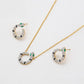Pozlátené Zliatinové Sada s so Zeleným Emporia® Krištáľom a Bielym Emporia® Krištáľom ( Náhrdelník+Náušnice )
