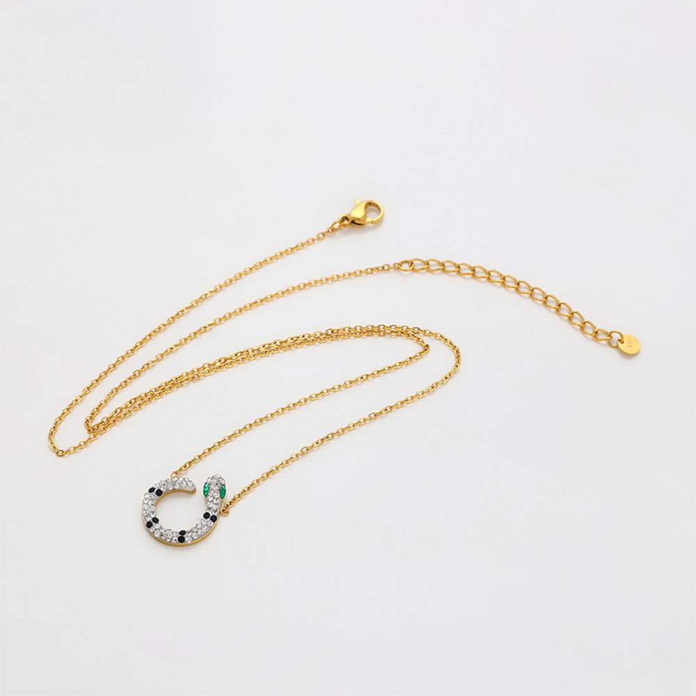 Pozlátené Zliatinové Sada s so Zeleným Emporia® Krištáľom a Bielym Emporia® Krištáľom ( Náhrdelník+Náušnice )