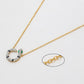 Pozlátené Zliatinové Sada s so Zeleným Emporia® Krištáľom a Bielym Emporia® Krištáľom ( Náhrdelník+Náušnice )