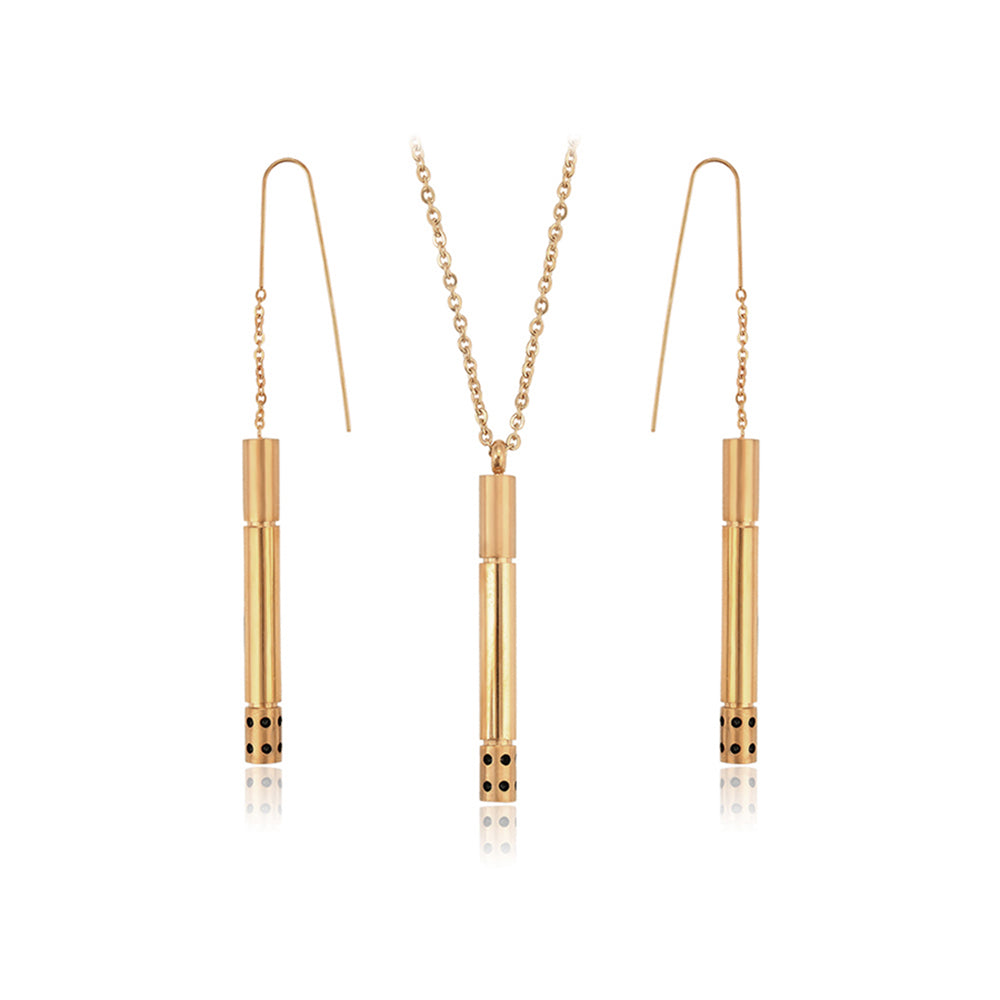 Pozlátené Zliatinové Sada s Červeným Emporia® Krištáľom ( Náhrdelník+Náušnice+Prívesok )