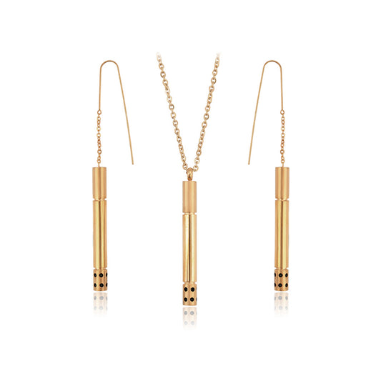 Pozlátené Zliatinové Sada s Červeným Emporia® Krištáľom ( Náhrdelník+Náušnice+Prívesok )