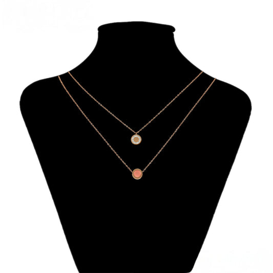 Pozlátené Zliatinové Sada s Ružovým Emporia® Krištáľom a Bielym Emporia® Krištáľom ( Náhrdelník+Náramok )