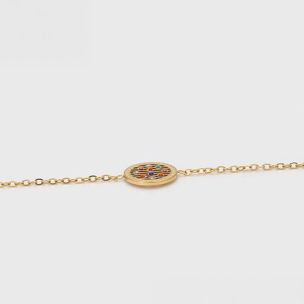 Pozlátené Zliatinové Sada s Červeným Emporia® Krištáľom a Modrým Emporia® Krištáľom ( Náhrdelník+Náušnice+Náramok+Prívesok )