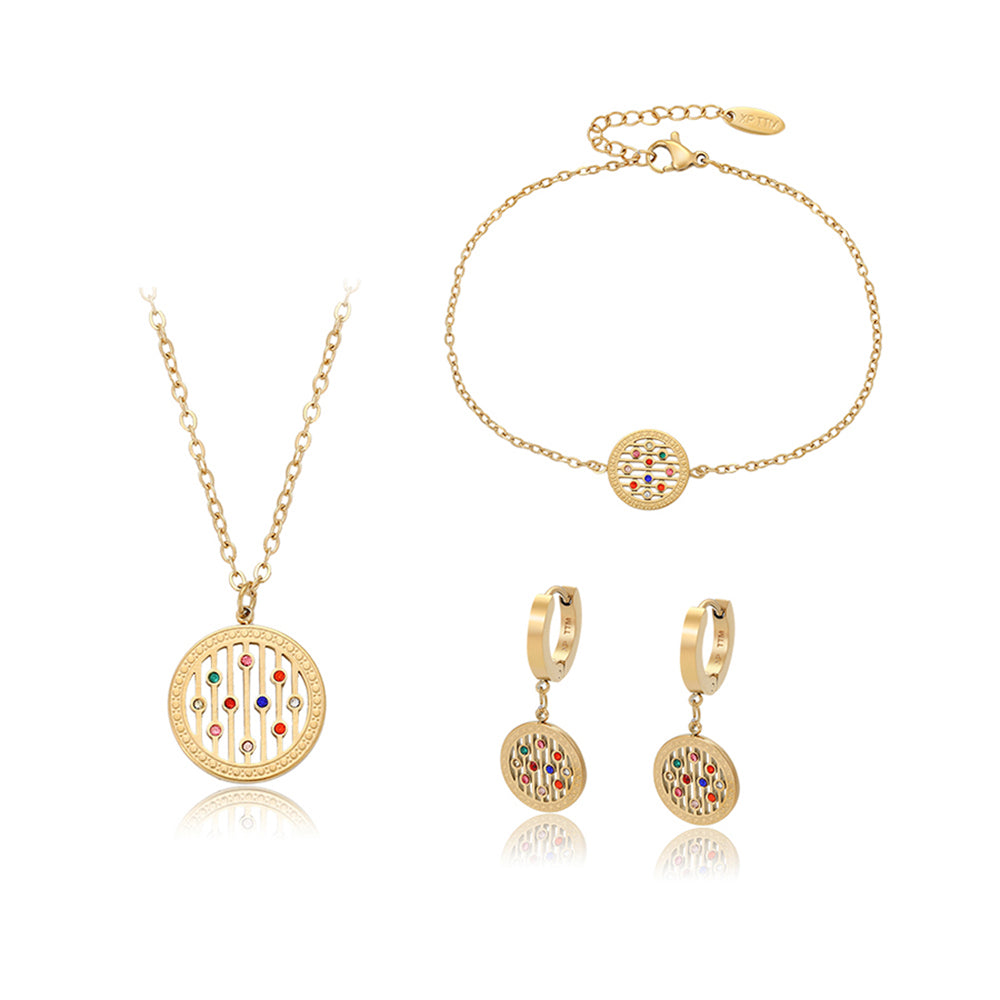 Pozlátené Zliatinové Sada s Červeným Emporia® Krištáľom a Modrým Emporia® Krištáľom ( Náhrdelník+Náušnice+Náramok+Prívesok ) 2 