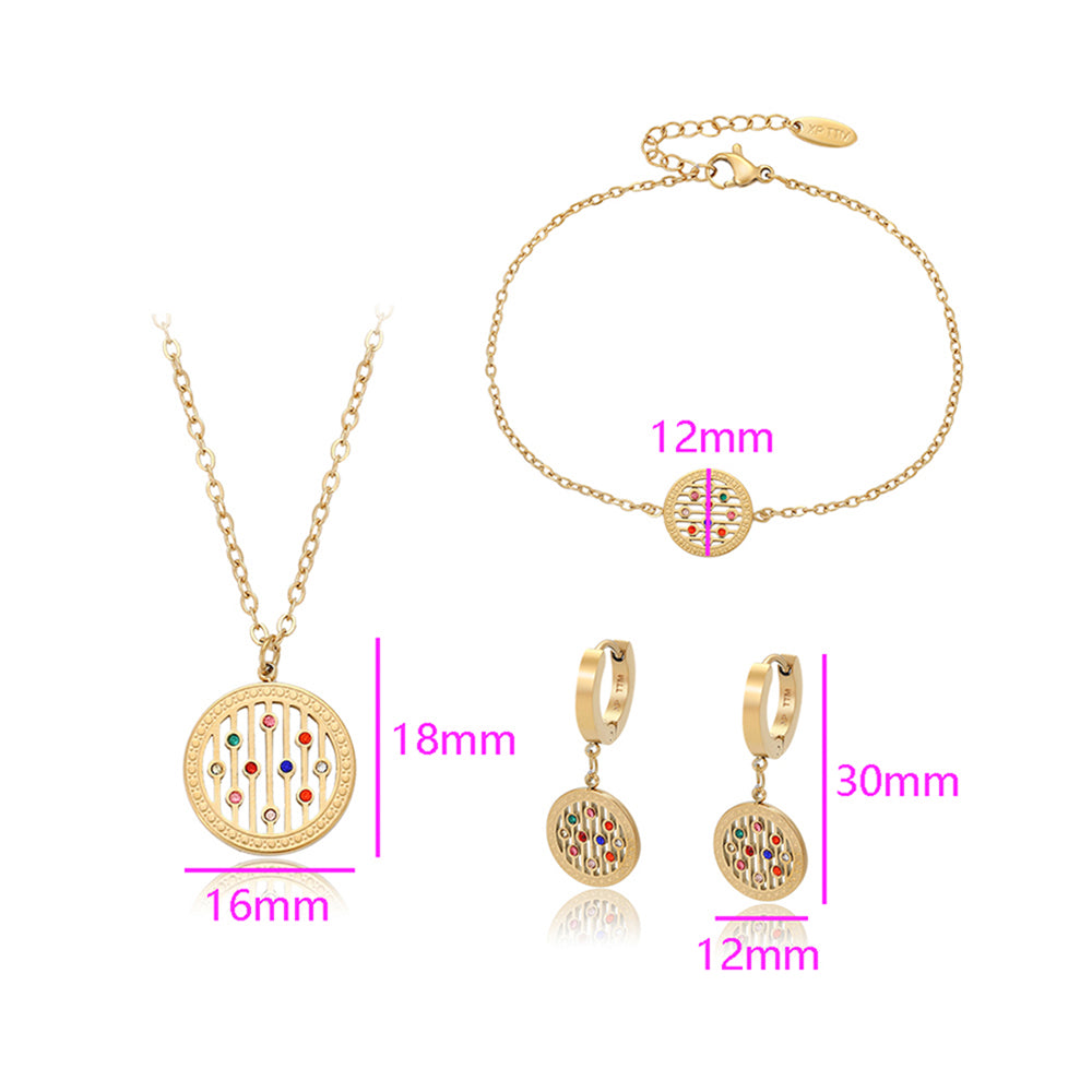 Pozlátené Zliatinové Sada s Červeným Emporia® Krištáľom a Modrým Emporia® Krištáľom ( Náhrdelník+Náušnice+Náramok+Prívesok ) 8 