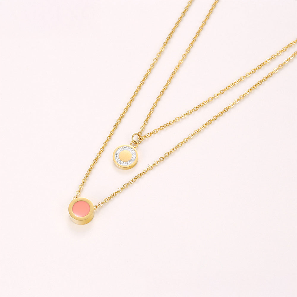 Pozlátené Zliatinové Sada s Ružovým Emporia® Krištáľom a Bielym Emporia® Krištáľom ( Náhrdelník+Náramok )