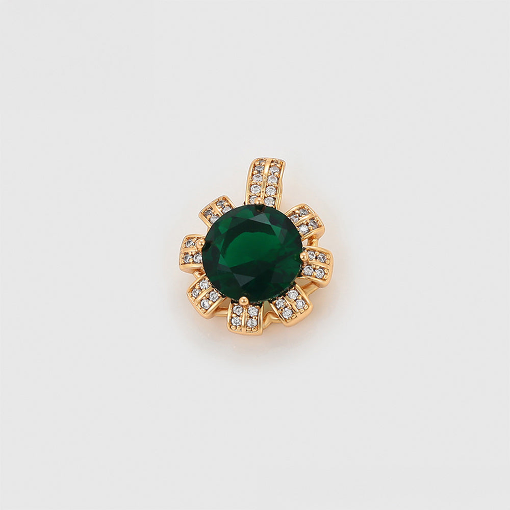 Pozlátené Zliatinové Sada s so Zeleným Emporia® Krištáľom a Sklenená perla ( Náušnice+Prsteň +Prívesok )