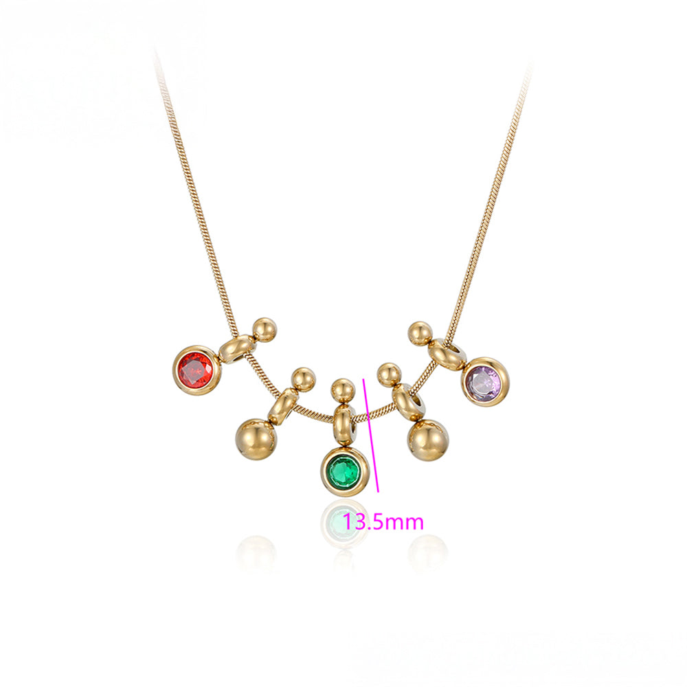 Pozlátený Zliatinový Náhrdelník s so Zeleným Emporia® Krištáľom a Červeným Emporia® Krištáľom 3 