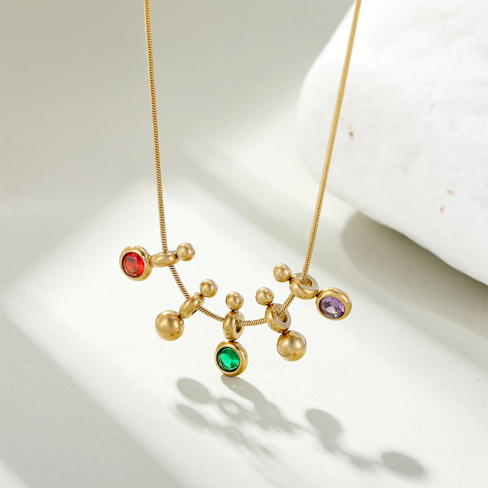 Pozlátený Zliatinový Náhrdelník s so Zeleným Emporia® Krištáľom a Červeným Emporia® Krištáľom 1 