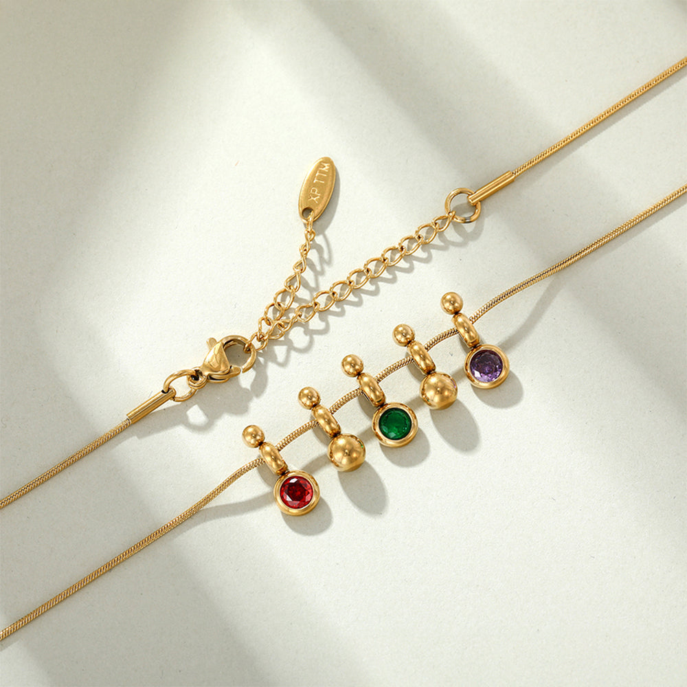 Pozlátený Zliatinový Náhrdelník s so Zeleným Emporia® Krištáľom a Červeným Emporia® Krištáľom 5 