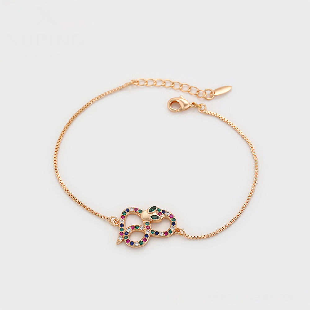 Pozlátený Zliatinový Náramok s Červeným Emporia® Krištáľom a so Zeleným Emporia® Krištáľom