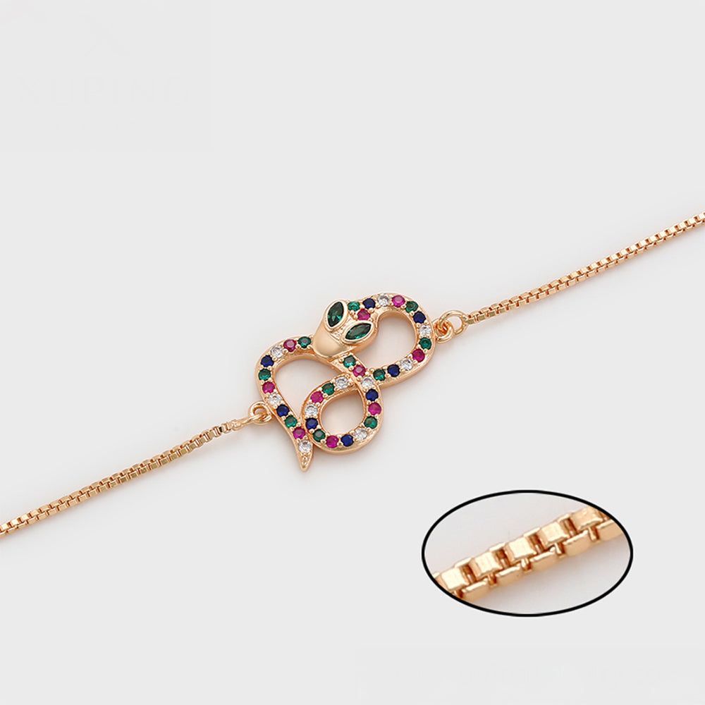 Pozlátený Zliatinový Náramok s Červeným Emporia® Krištáľom a so Zeleným Emporia® Krištáľom 7 