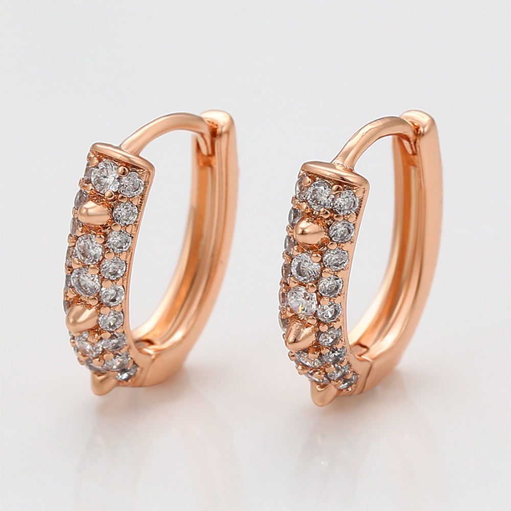 Pozlátené Zliatinové Náušnice s Bielym Emporia® Krištáľom