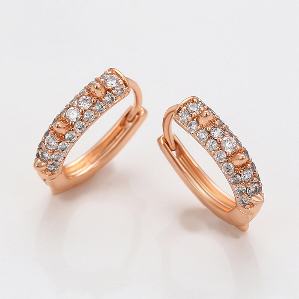 Pozlátené Zliatinové Náušnice s Bielym Emporia® Krištáľom