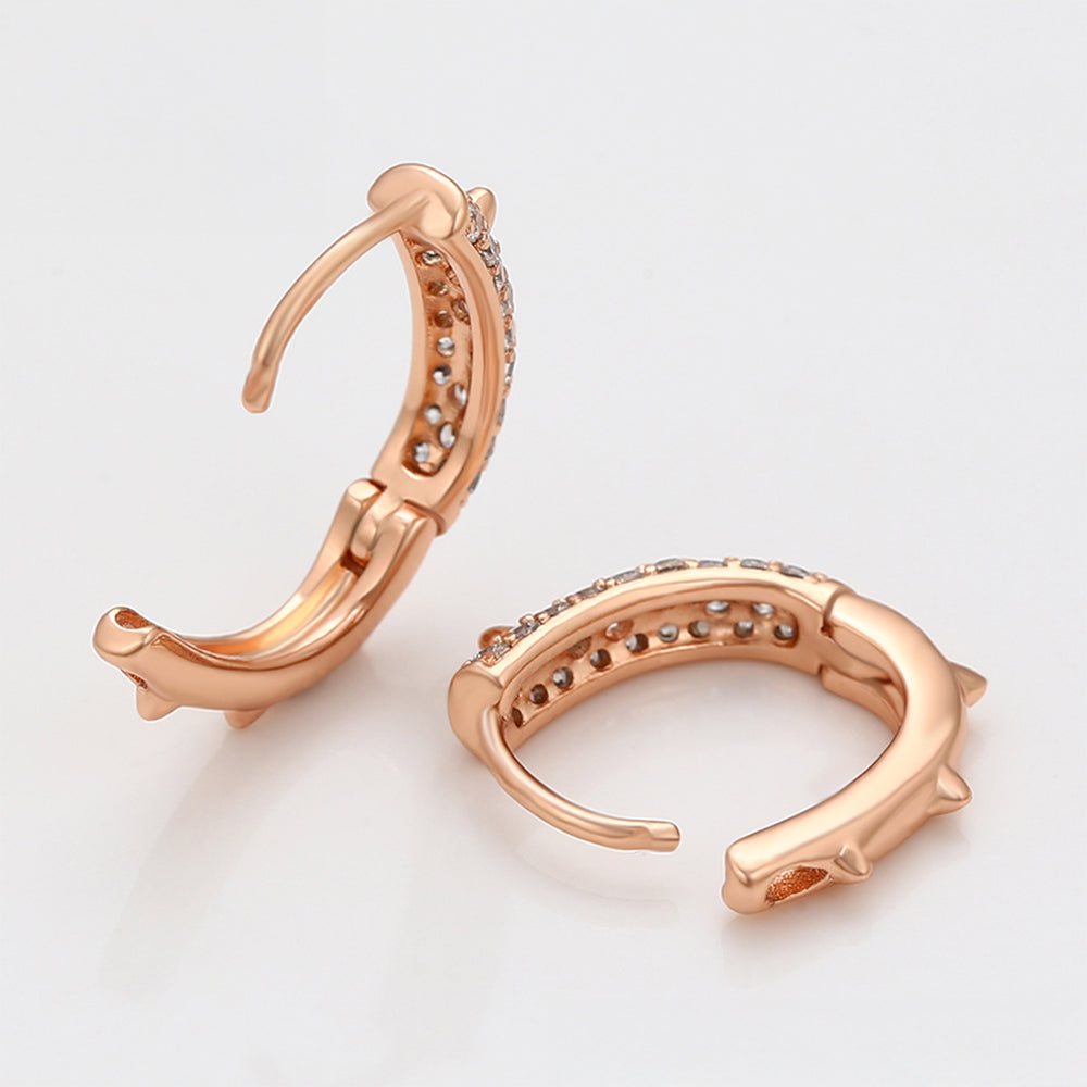 Pozlátené Zliatinové Náušnice s Bielym Emporia® Krištáľom