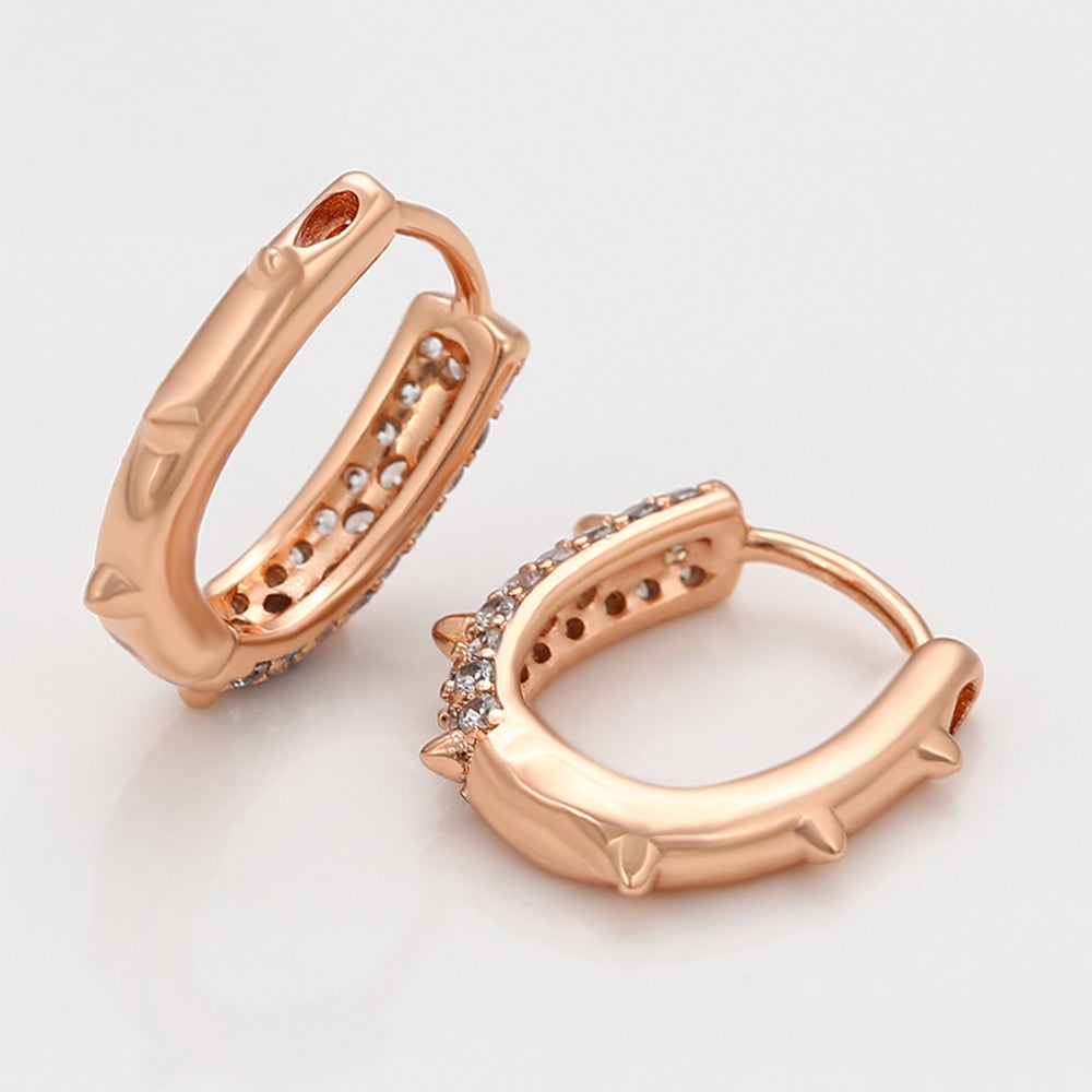 Pozlátené Zliatinové Náušnice s Bielym Emporia® Krištáľom 7 