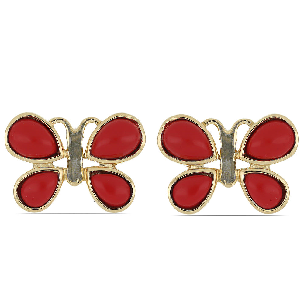 Pozlátené Strieborné Náušnice s Červeným Korálom