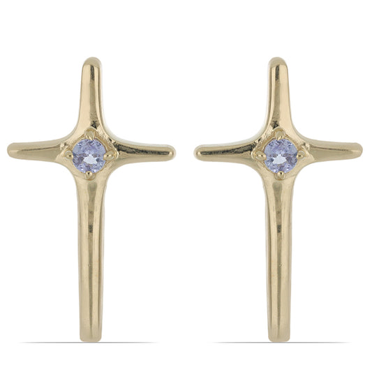 Pozlátené Strieborné Náušnice s Tanzanitom