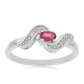 Strieborný Prsteň s Madagaskarským Rubínom a Bielym Topásom