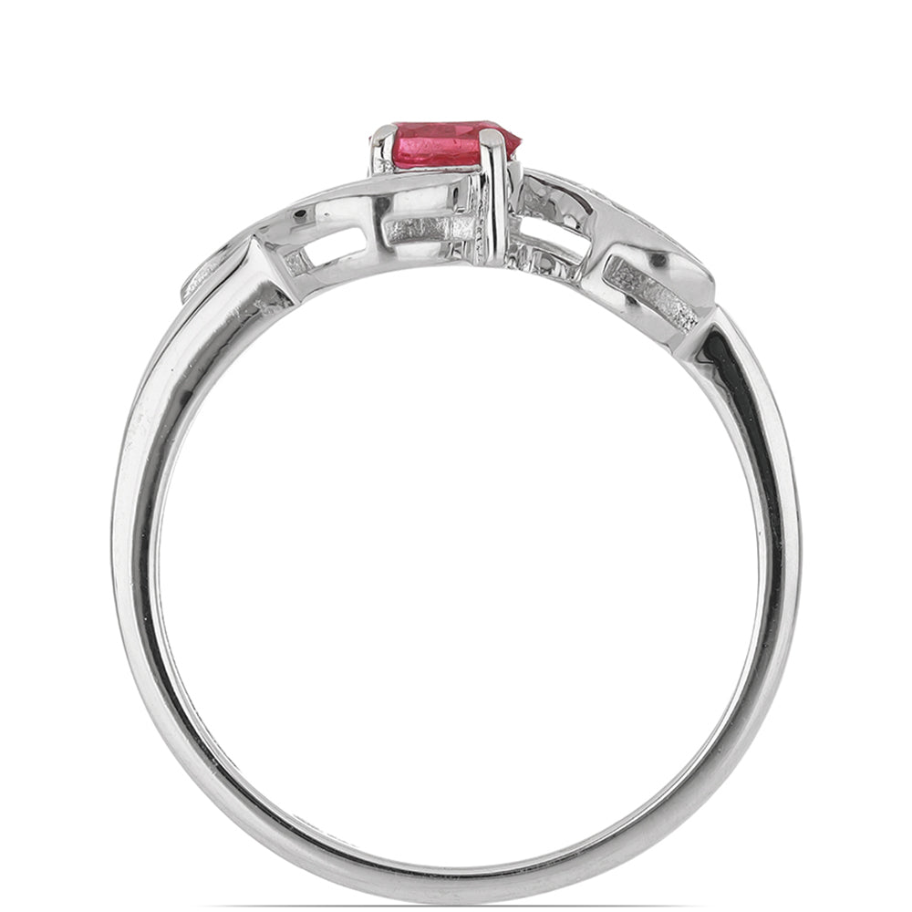 Strieborný Prsteň s Madagaskarským Rubínom a Bielym Topásom 4 
