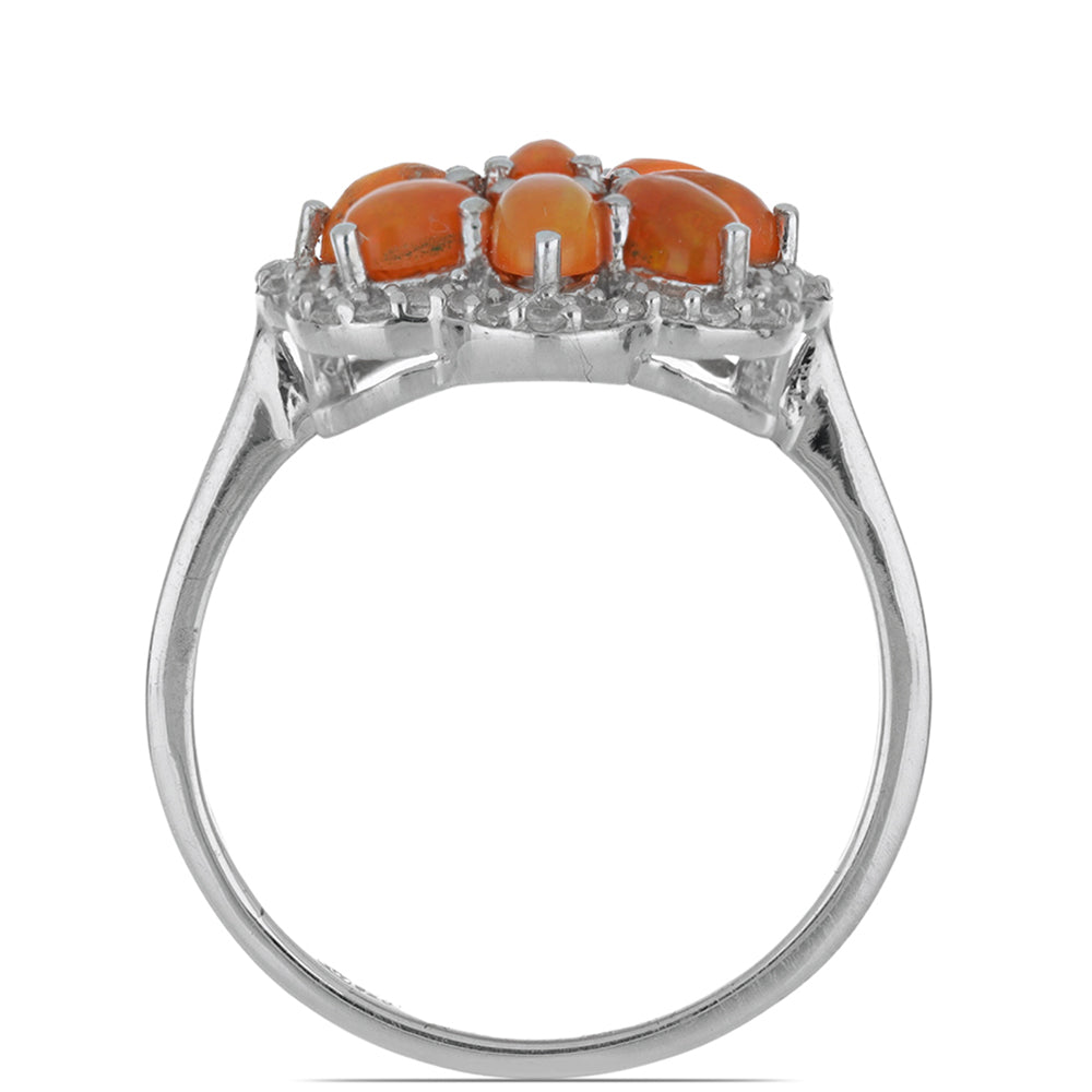 Strieborný Prsteň s Oranžovým Opálom z Lega Dembi a Bielym Topásom 2 