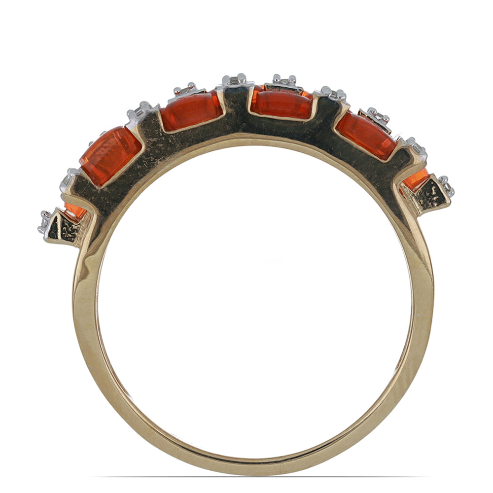 Pozlátený Strieborný Prsteň s Oranžovým Opálom z Lega Dembi a Bielym Topásom 3 