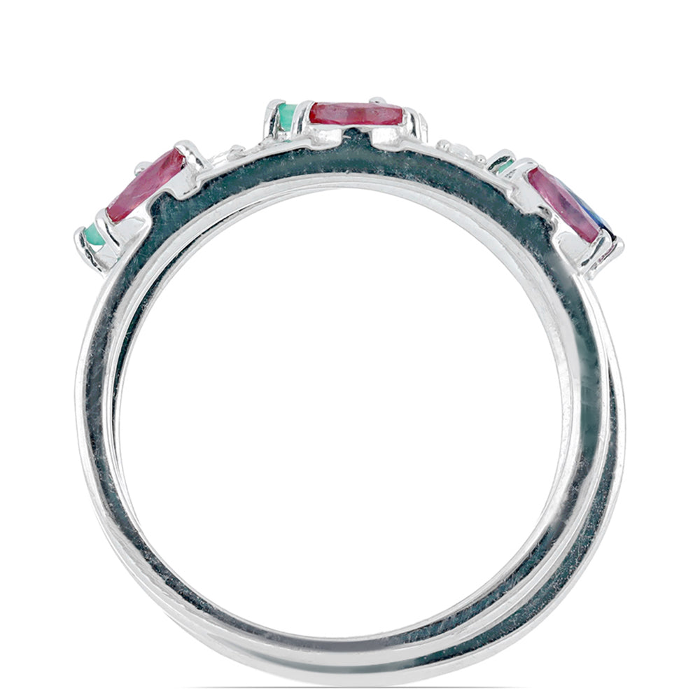 Strieborné Sada s Madagaskarským Rubínom a Brazílskym Smaragdom ( Prsteň ) 2 
