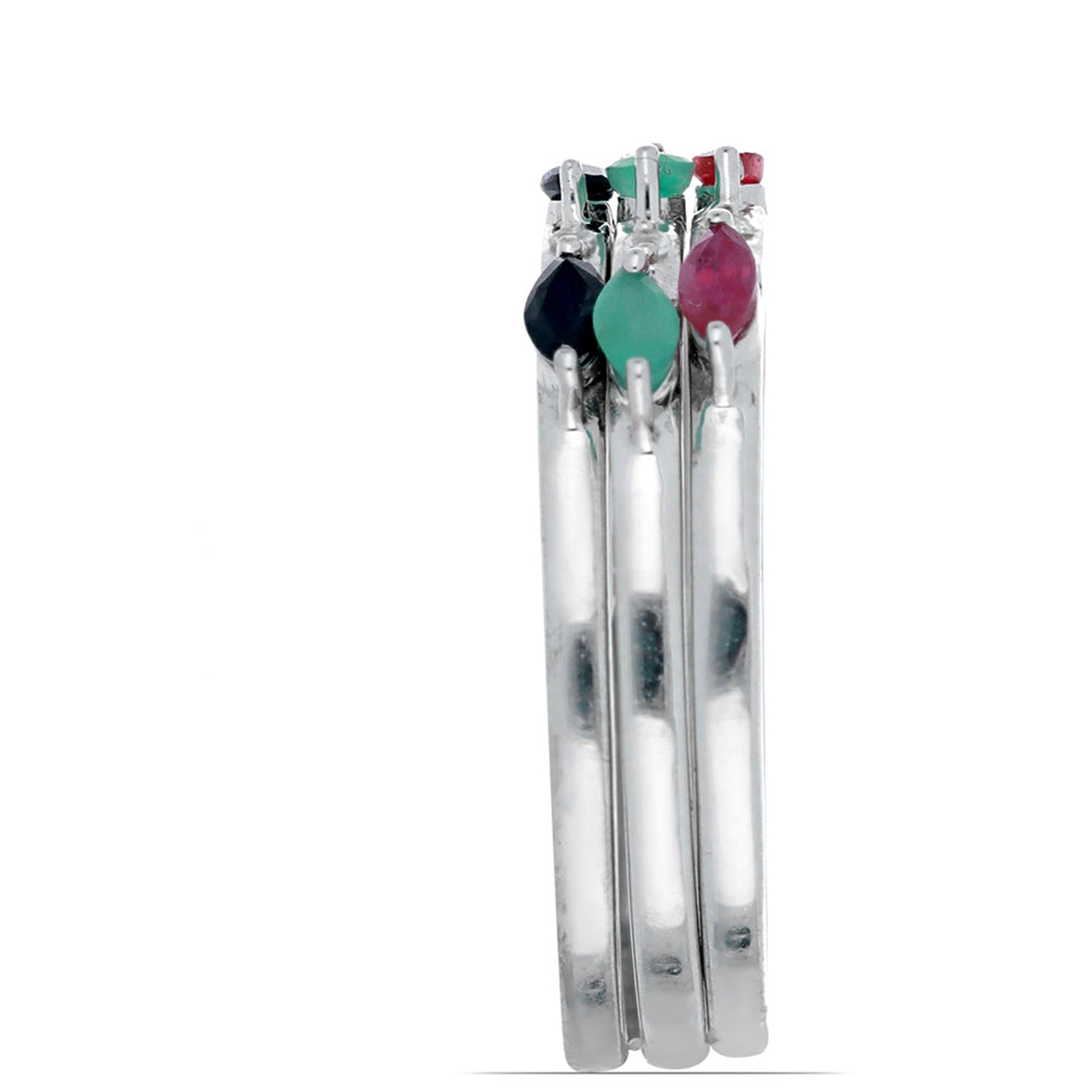 Strieborné Sada s Madagaskarským Rubínom a Brazílskym Smaragdom ( Prsteň ) 3 
