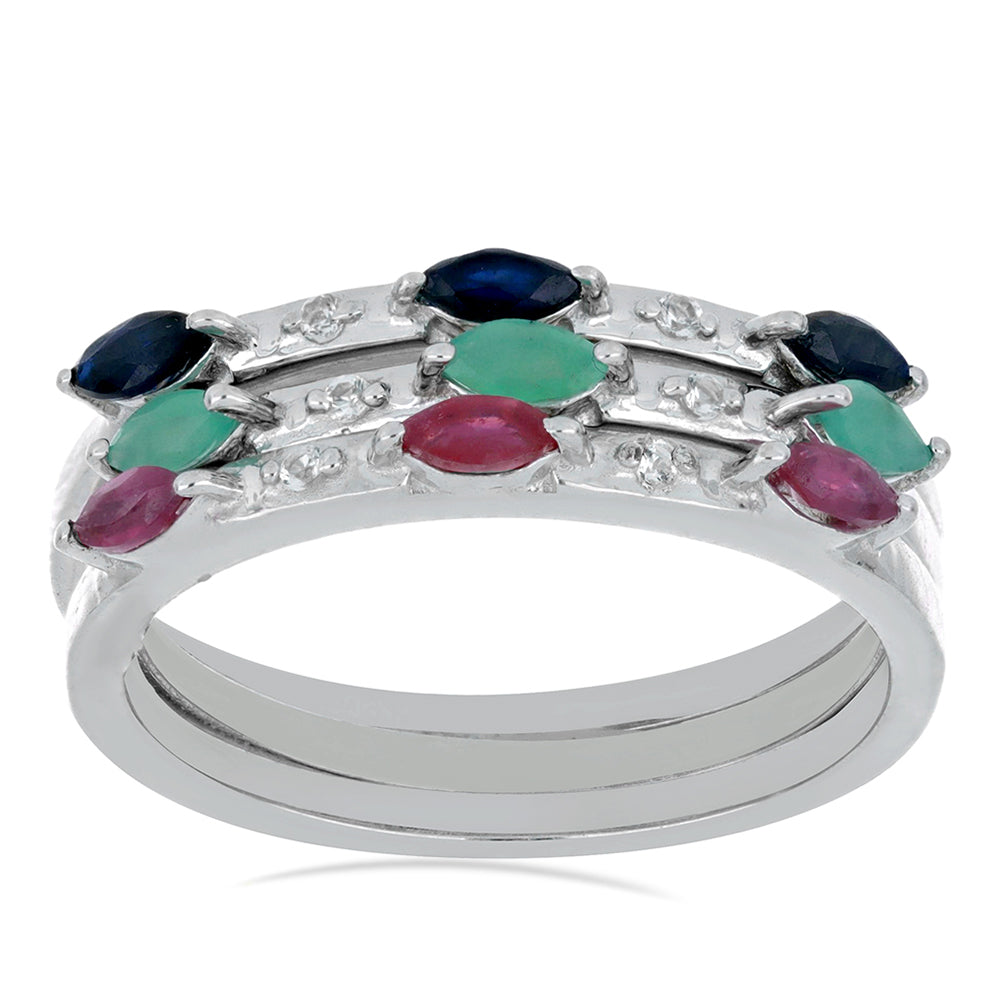 Strieborné Sada s Madagaskarským Rubínom a Brazílskym Smaragdom ( Prsteň ) 4 