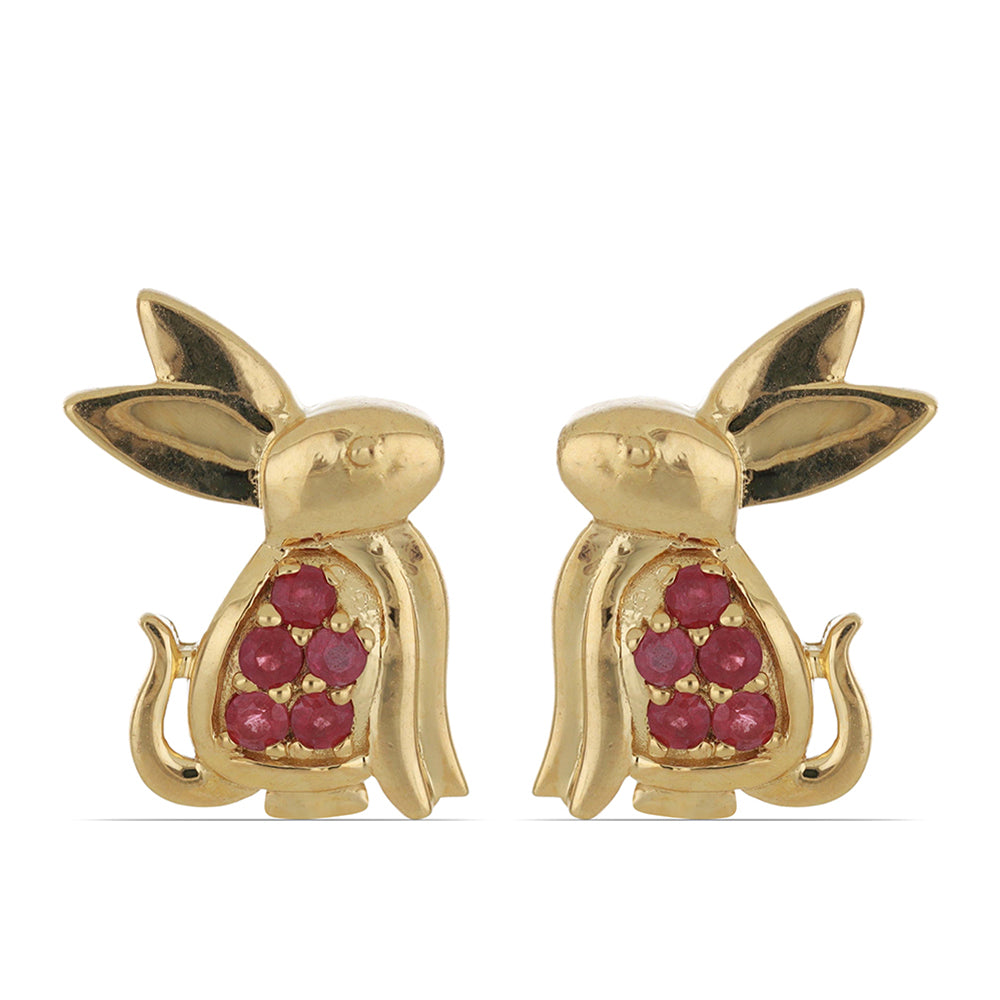 Pozlátené Strieborné Náušnice s Madagaskarským Rubínom 1 