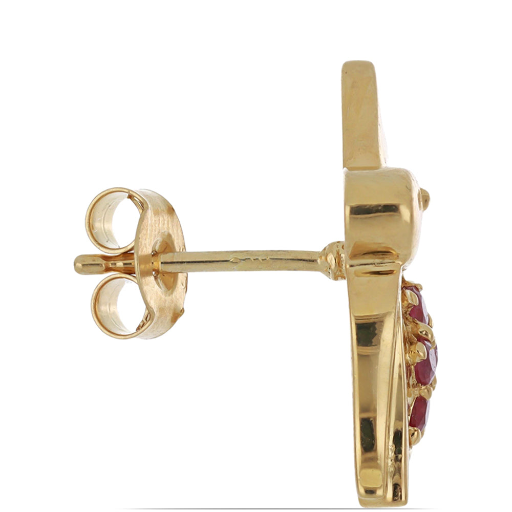 Pozlátené Strieborné Náušnice s Madagaskarským Rubínom 2 