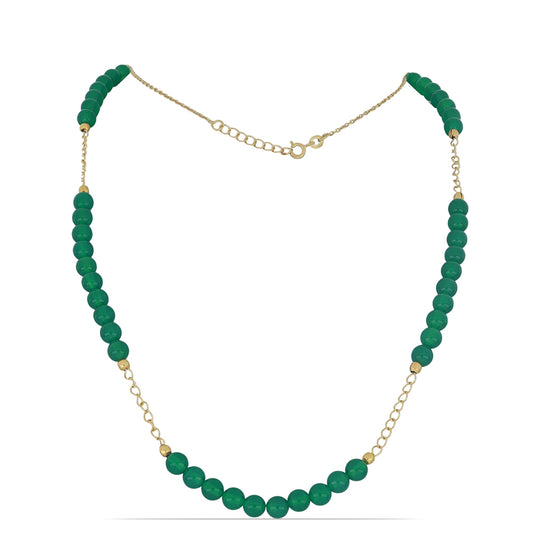 Pozlátený Strieborný Náhrdelník s so Zeleným Achátom