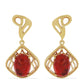 Pozlátené Strieborné Náušnice s Červeným Hubovitým Koralom
