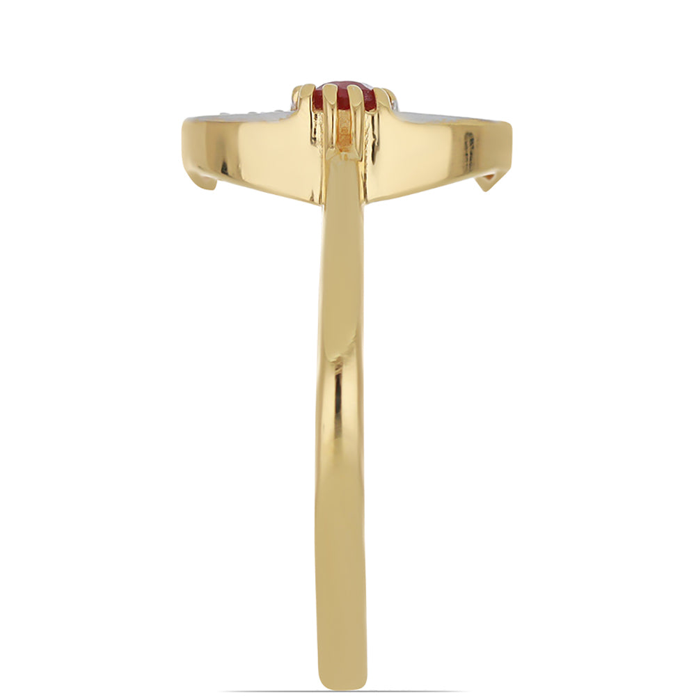 Pozlátený Strieborný Prsteň s Madagaskarským Rubínom a Bielym Topásom 4 