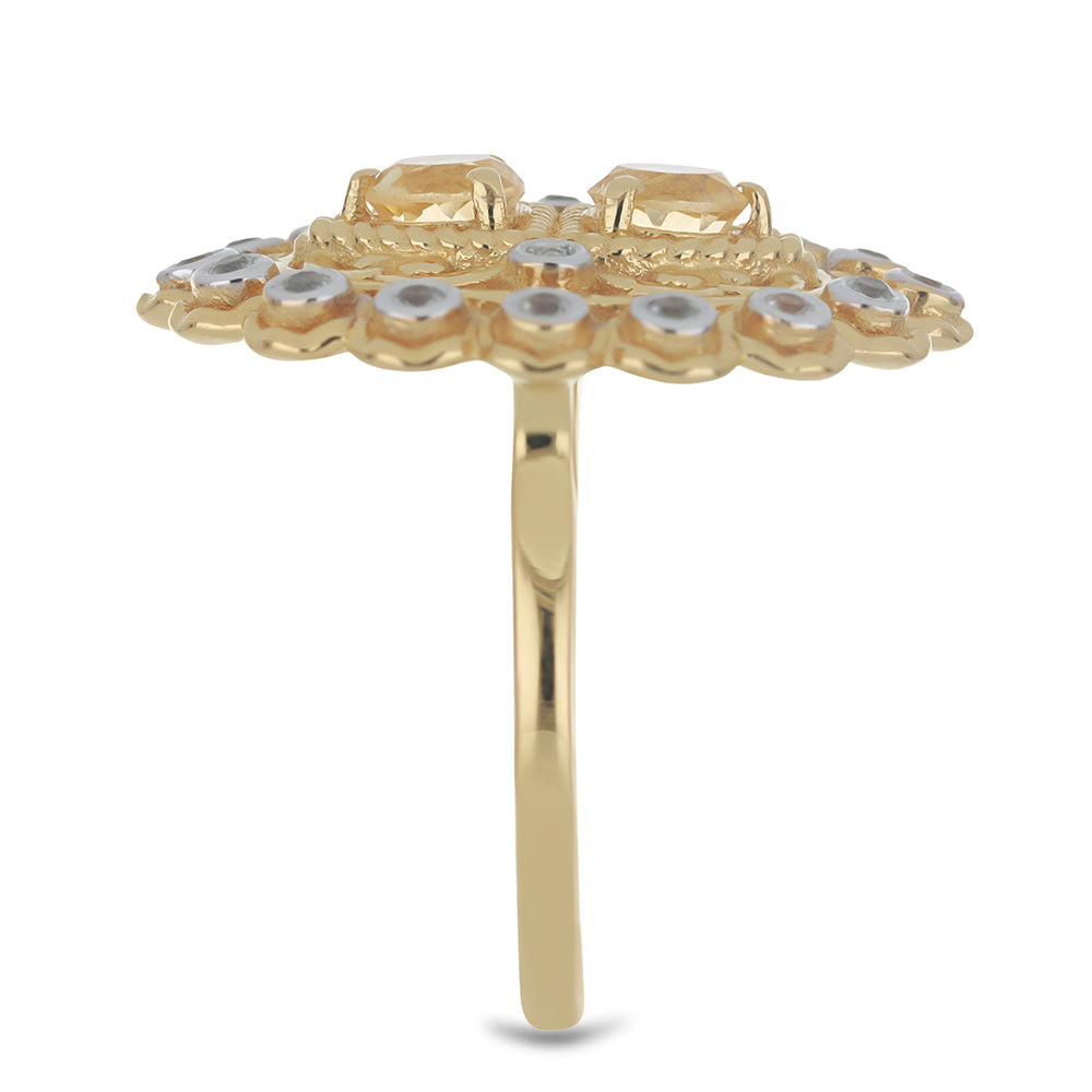 Pozlátený Strieborný Prsteň s Uralským Citrínom a Bielym Topásom 4 