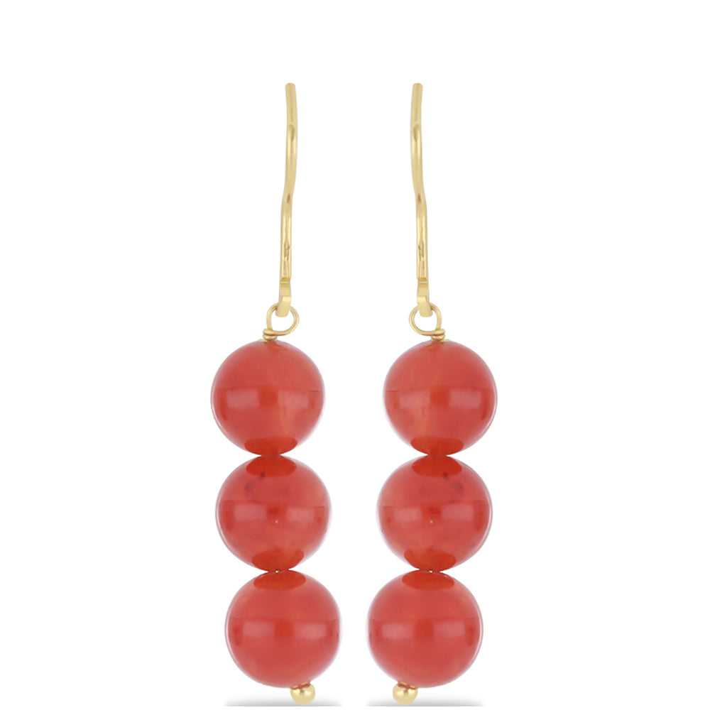 Pozlátené Strieborné Náušnice s Červeným Achátom 1 