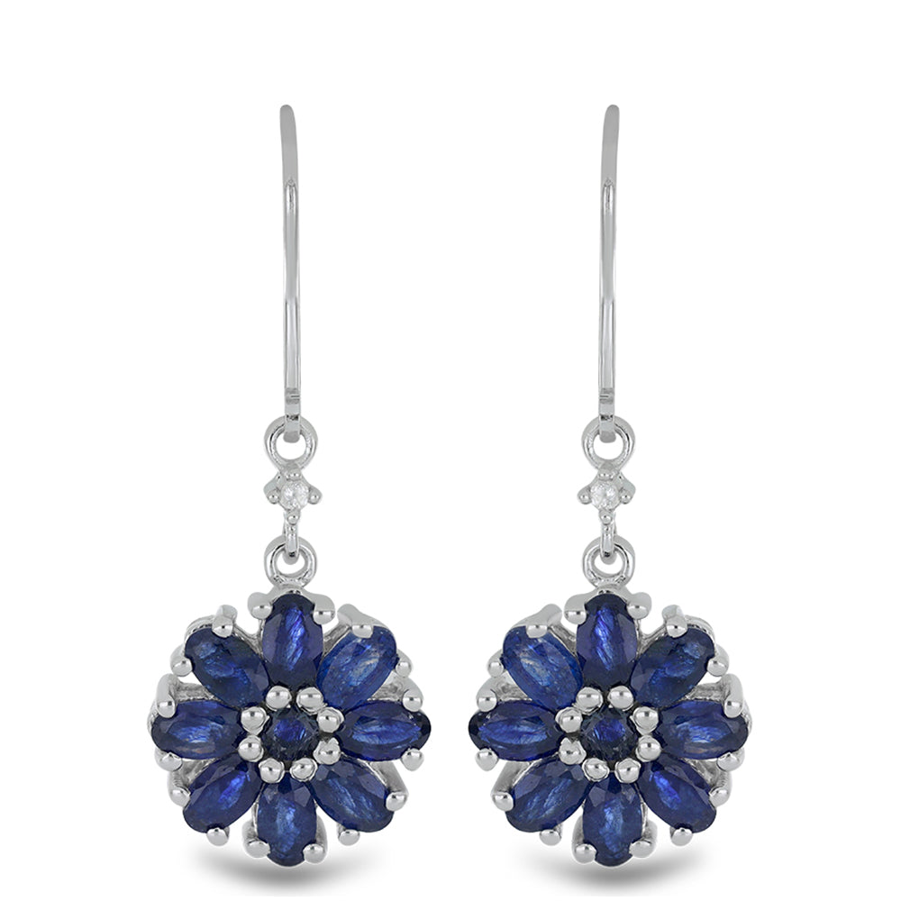 Strieborné Náušnice s Austrálskym Modrým Zafírom a Bielym Topásom