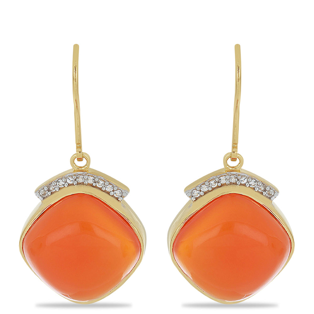 Pozlátené Strieborné Náušnice s Karneolom z Tagebau a Bielym Topásom