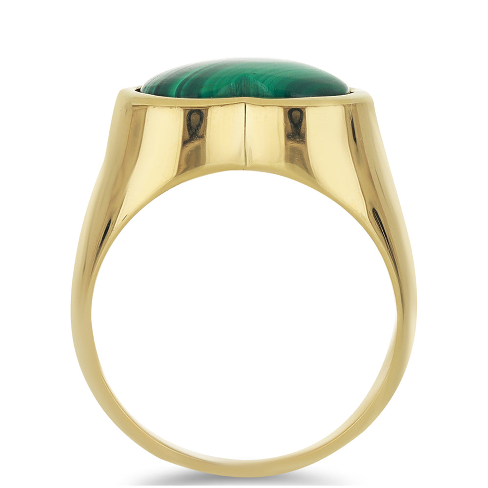 Pozlátený Strieborný Prsteň s Malachitom 2 