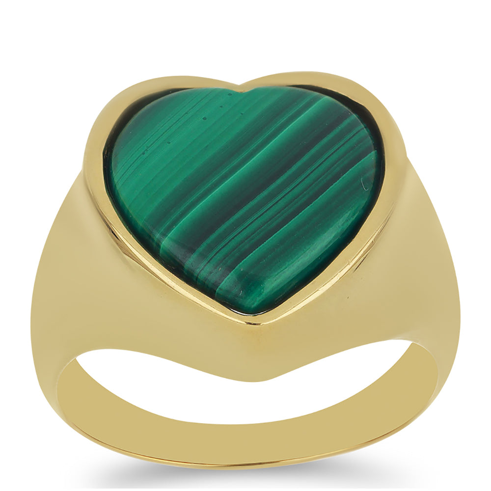 Pozlátený Strieborný Prsteň s Malachitom 3 