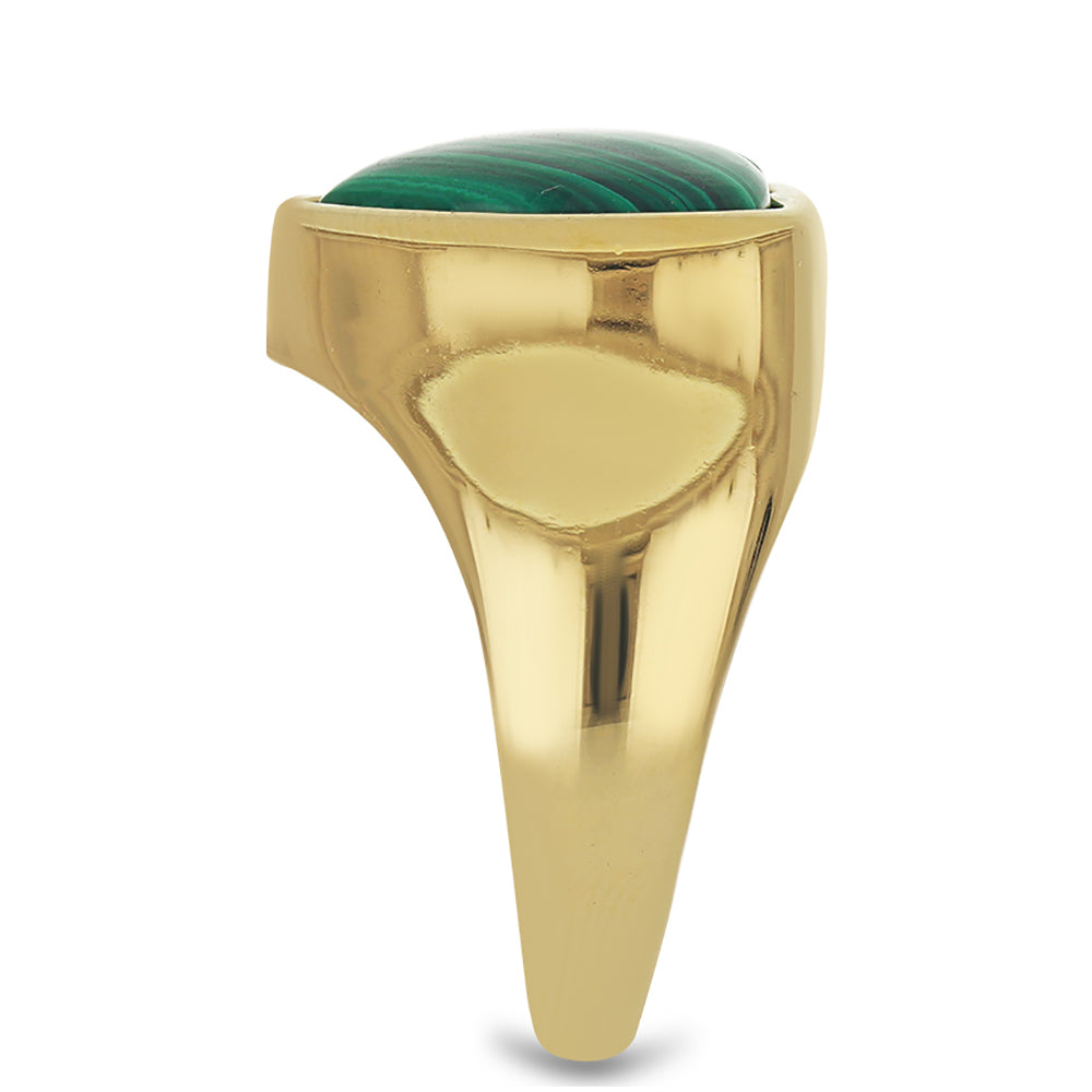 Pozlátený Strieborný Prsteň s Malachitom 4 