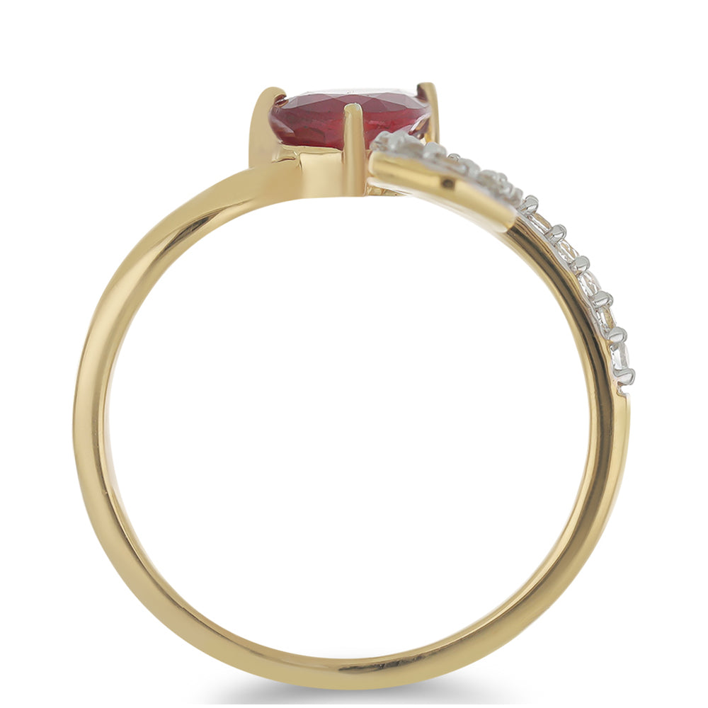 Pozlátený Strieborný Prsteň s Madagaskarským Rubínom a Bielym Topásom 2 