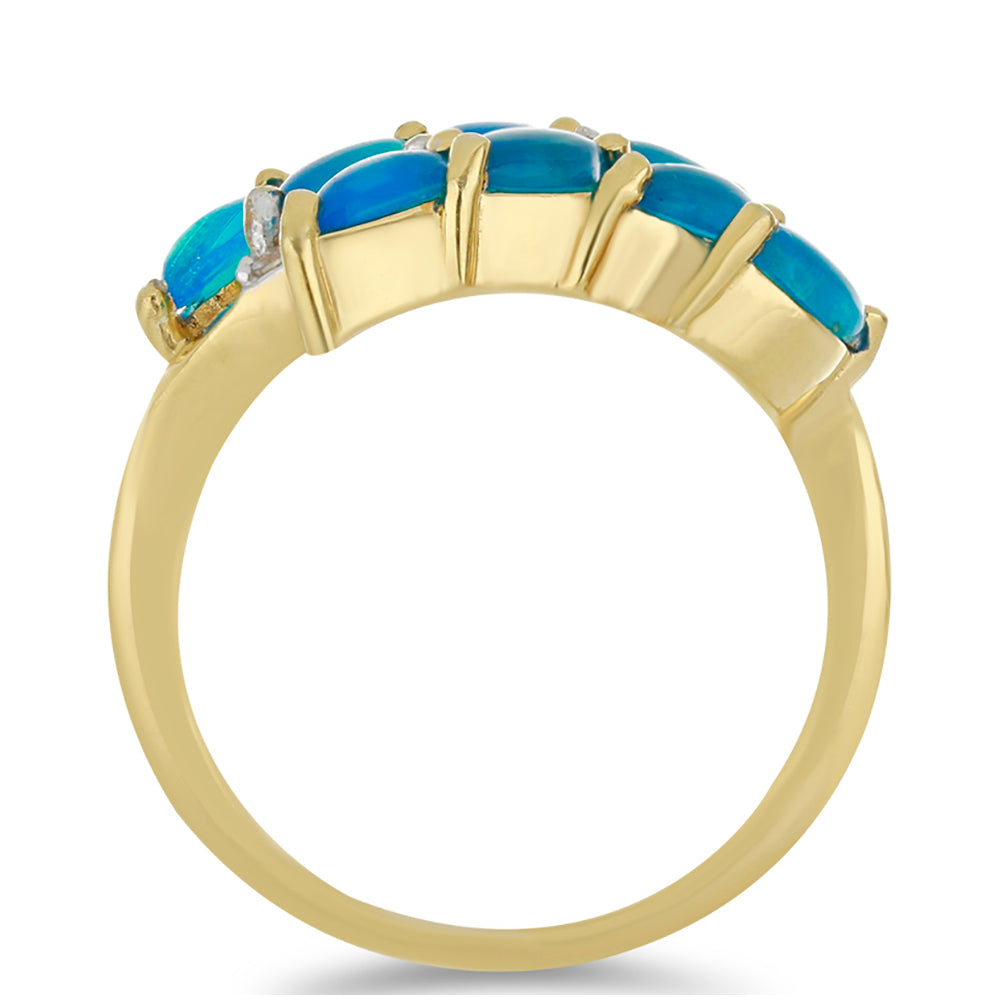 Pozlátený Strieborný Prsteň s Etiópskym Paraiba Modrým Opálom a Bielym Topásom 2 