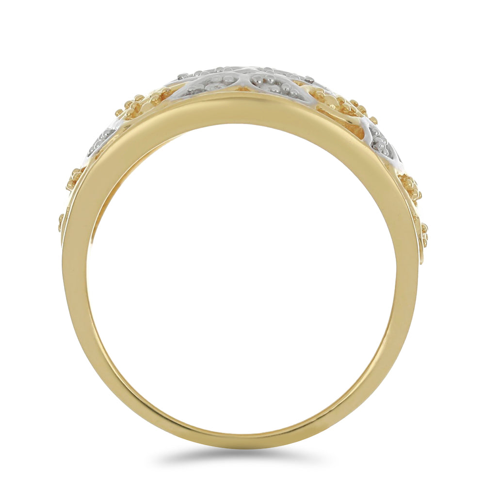 Pozlátený Strieborný Prsteň s Bielym Diamantom